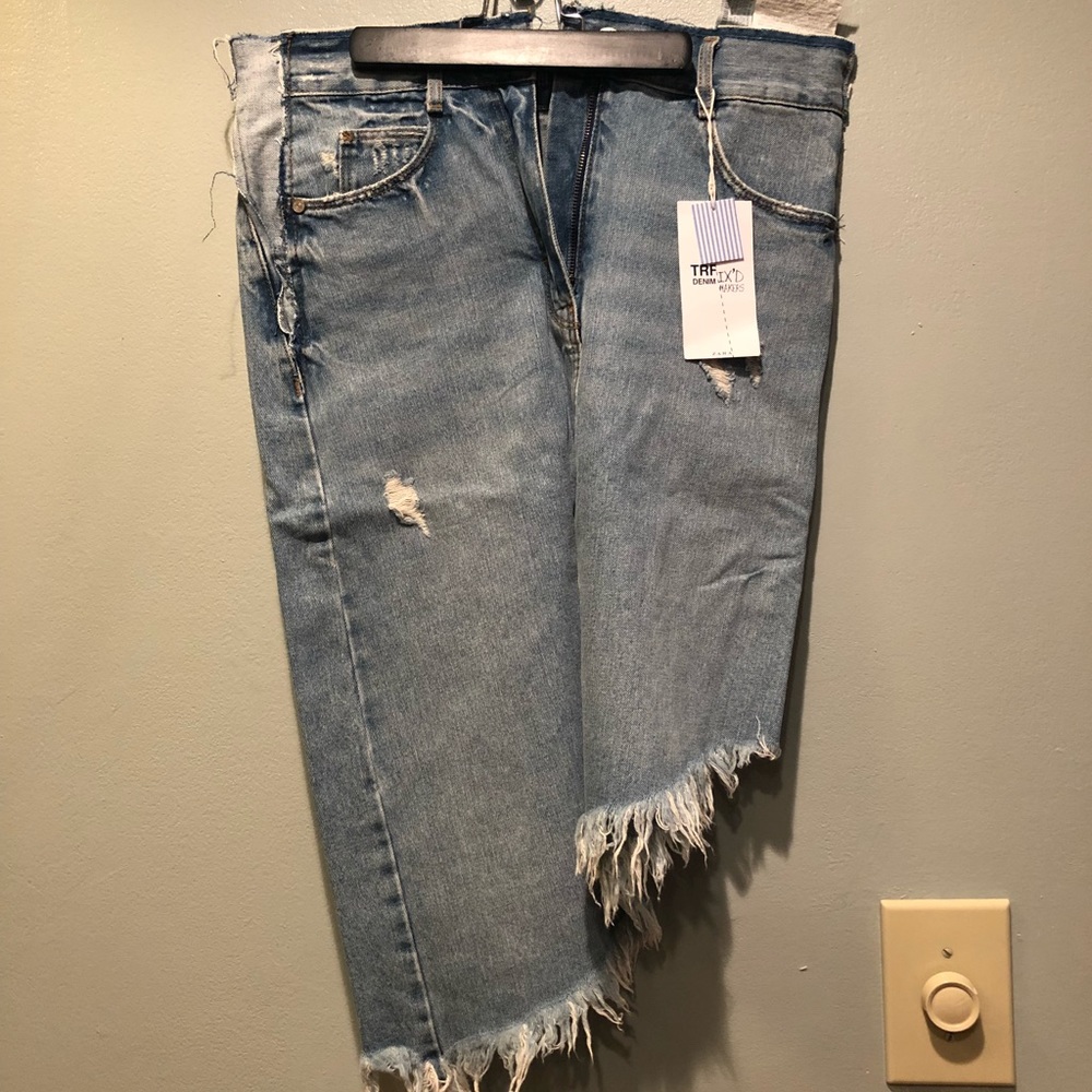 Zara Trf Ixd denim maker jean skirt size XS NWT